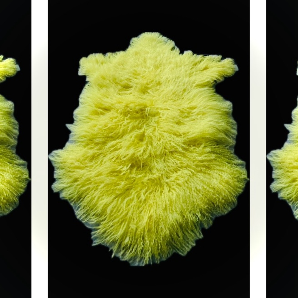 2.5 ft x 3.8 ft | Canary Tibetan Lamb Natural Shape Fur Microsuede Pelt Rug
